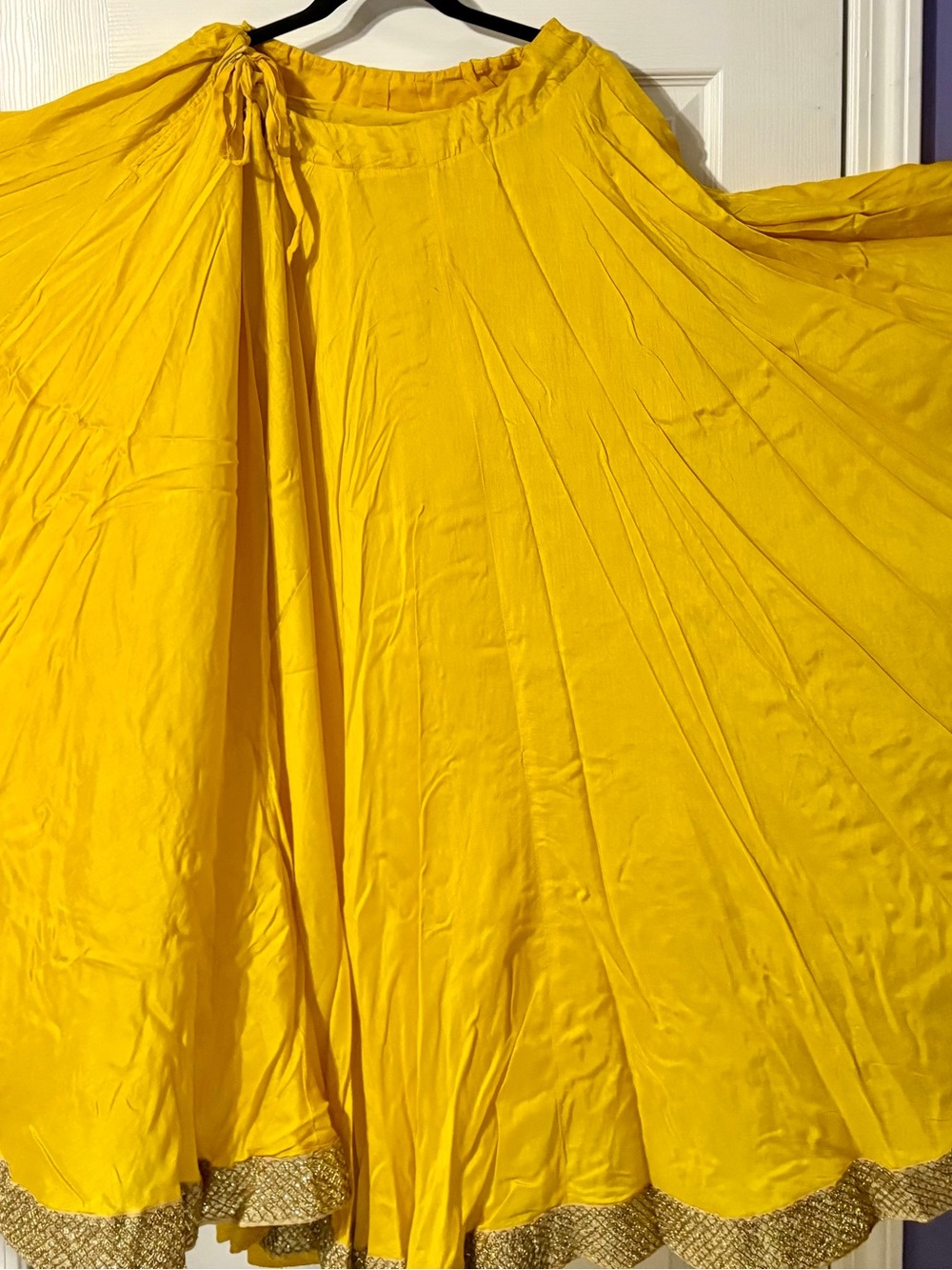 1pc Yellow Chanyia only- Full flare Lehenga skirt Raw Silk with heavy border